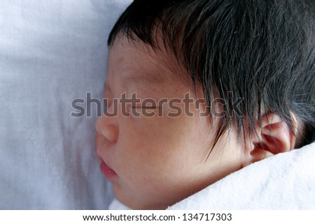 Baby Just Born In Hospital.Silence Sleep.fit in frame only face shot.