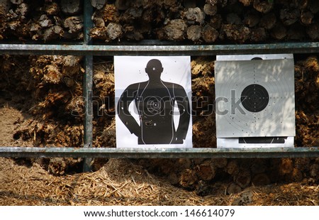 Shooting Gallery.Two Test Paper.One is man Picture and one is Circle Score.