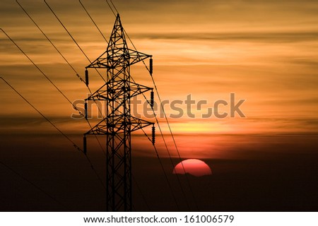 Shape of Silhouette Electricity Post.No Detail,Only Line and Structure on White BackGround.