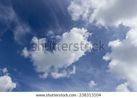 White Cloud on Blue Sky in beautiful and calm day.Beginning of winter  end of rainy season.