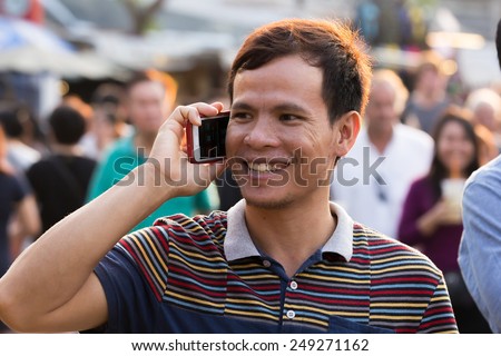 BANGKOK,THAILAND - FEBRUARY 1 2015: Tourist at JJ Market in Bangkok.Famous market and celebrated tourist attraction.Majority tourist from China and Korea. Minority tourist from Europe Africa and USA.