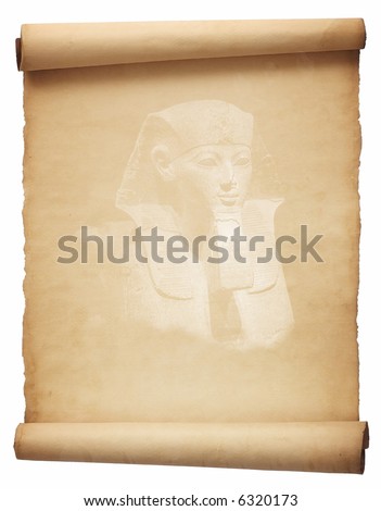 Old papyrus with face of Sphinx