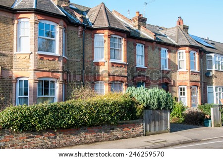 Row of Typical English Houses in London