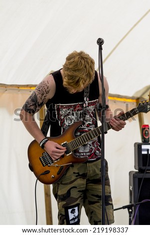 NORTHUMBERLAND, ENGLAND, AUGUST 30, 2014, Rock Band, Snake Head, perform at fund raising event in aid of Great North Air Ambulance. August 30, 2014. Northumberland, England, UK.