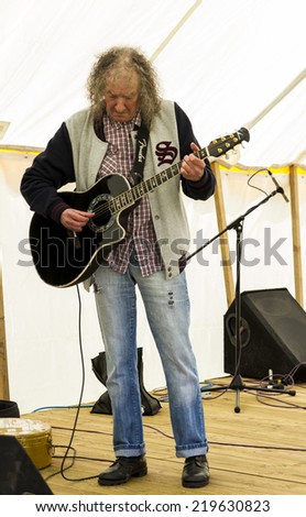 NORTHUMBERLAND, ENGLAND, AUGUST 30, 2014. Guitarist John Hedley performs at fund raising event in aid of Great North Air Ambulance. August 30, 2014, Northumberland, England, UK.