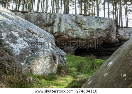 St Cuthbert\'s Cave, Northumberland, England, where medieval monks are reputed to have hid the saints body from marauding Viking\'s. Northumberland, England, UK.