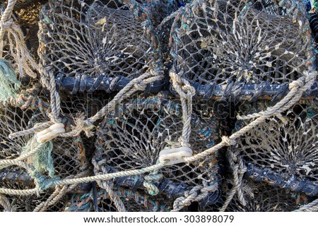 Lobster Pots, Seahouses. Northumberland, England, UK.