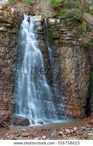 Maniava waterfall is the highest waterfall in the Carpathians, Ukraine