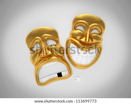 happy and sad theater mask without teeth