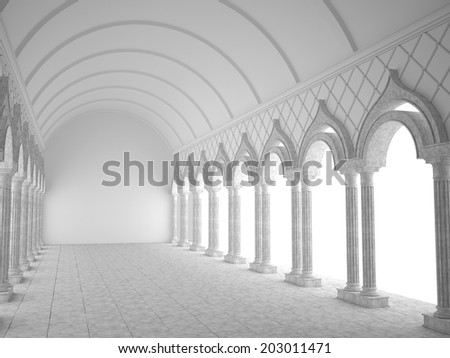 Classic interior with arches and columns