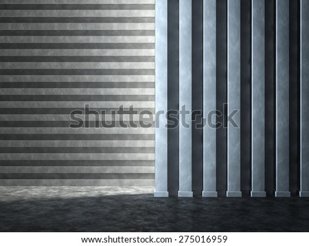 Backgrounds of the two concrete walls with vertical and horizontal stripes