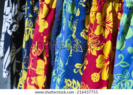 Hawaiian Print/ men\'s cargo pants made from a bright Hawaiian design cotton