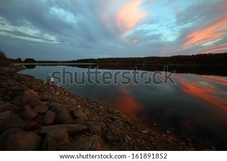Beautiful sunset under the lake