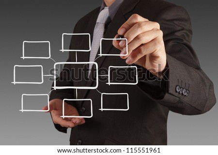 businessman hand drawing an empty diagram