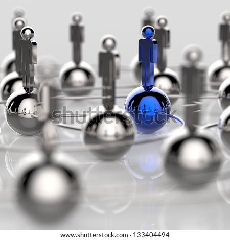 3D stainless human social network and leadership as concept 3D stainless human social network and leadership as concept