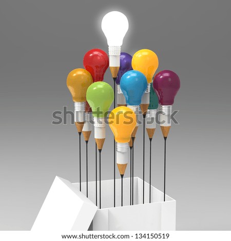 drawing idea pencil and light bulb concept outside the box as creative and leadership concept drawing idea pencil and light bulb concept outside the box as creative and leadership concept