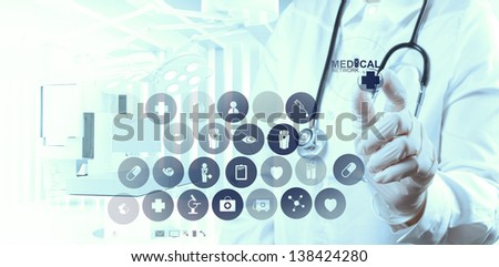 success smart medical doctor working with operating room as medical network concept
