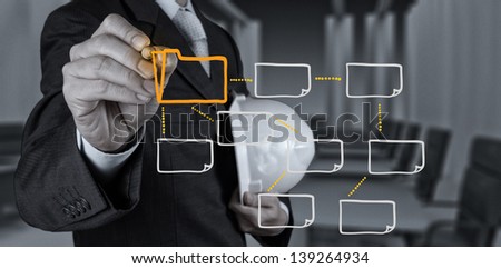 engineer draw blank folder icon on touch screen computer as concept