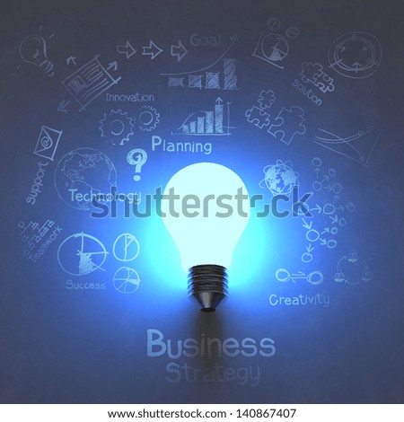 light bulb 3D on business strategy background light bulb 3D on business strategy background
