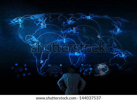 businessman working with new modern computer show social network structure
