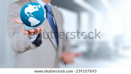 3d earth globe in his hand as concept