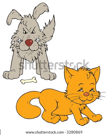 Cat And Dog Stock Vector Illustration 3280869 : Shutterstock