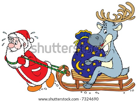 santa clause 2 reindeer. santa clause 2 reindeer. stock vector : Santa Clause and Reindeer