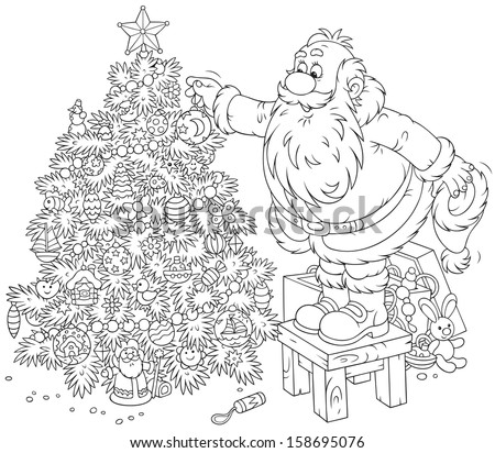 Black People Decorating For Christmas santa claus decorating a christmas tree stock vector illustration Black People Decorating For Christmas santa claus decorating a christmas tree stock vector illustration