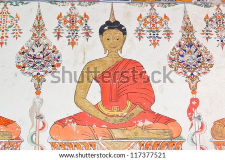 Ancient buddha painting in temple (Public domain)