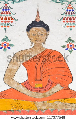 Ancient buddha painting in temple (Public domain)