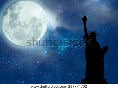 Night view of the Statue of Liberty