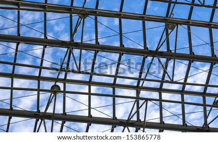 Glass and metal roof. Abstract industrial background.
