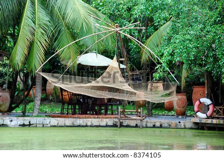 traditional fishing net decoration in vietnam