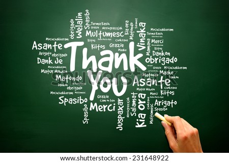 Thank You Word Cloud on blackboard, presentation background, presentation background
