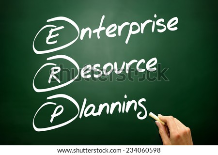 Hand drawn Enterprise resource planning (ERP) business concept on blackboard