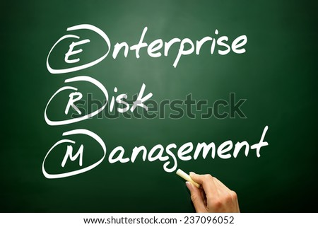 Hand drawn Enterprise Risk Management (ERM), business concept acronym on blackboard