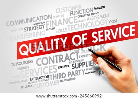 Quality of Service related items words cloud, business concept