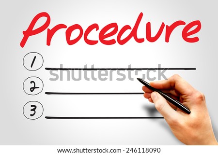Procedure blank list, business concept