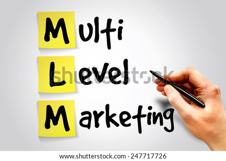 Multi level marketing (MLM) sticky note, business concept acronym