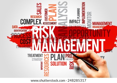 Risk management word cloud, business concept