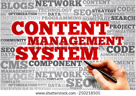 CMS Content Management System word cloud, business concept