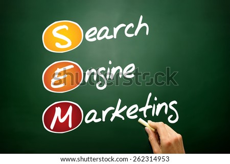 SEM Search Engine Marketing acronym, business concept on blackboard