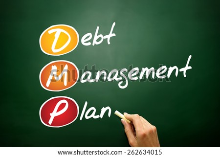 Debt Management Plan (DMP), business concept acronym on blackboard