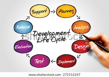 Circular flow chart of life cycle development process, business concept