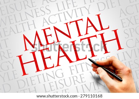 Mental health word cloud, health concept