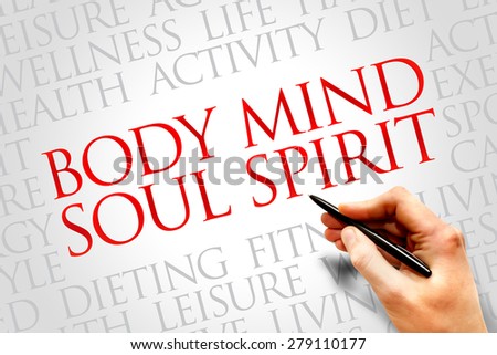 Body Mind Soul Spirit word cloud, health concept