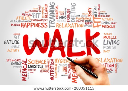 WALK word cloud, fitness, sport, health concept