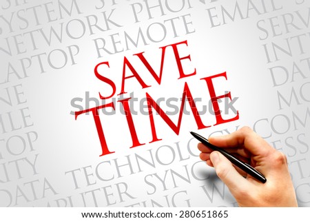 Save Time word cloud concept