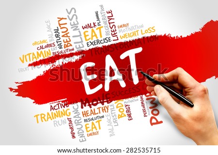 EAT word cloud, fitness, sport, health concept