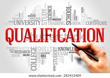 Qualification word cloud, education business concept